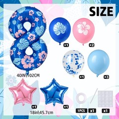 Tropical Floral Number large Balloon – 10-pack, includes hibiscus and palm le…