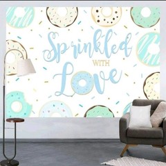 Sprinkled with Love Backdrop Baby Shower Donut Party Colorful Dots Confetti 5×7′