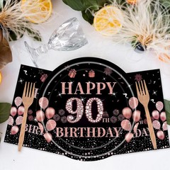 90th Birthday Snack/Dessert Disposable (Plates, Napkins, Forks)