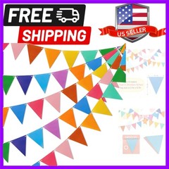 Colorful Pennant Flags – 60pcs Multicolor Pennant Banner 82ft CardStock Paper…