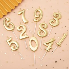 PHD CAKE 10-Count 0-9 Gold Number Birthday Candles, One Birthday,