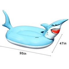 Inflatable Shark Pool Floats, 95″ Large Inflatable Ride on Pool Raft, Shark P…