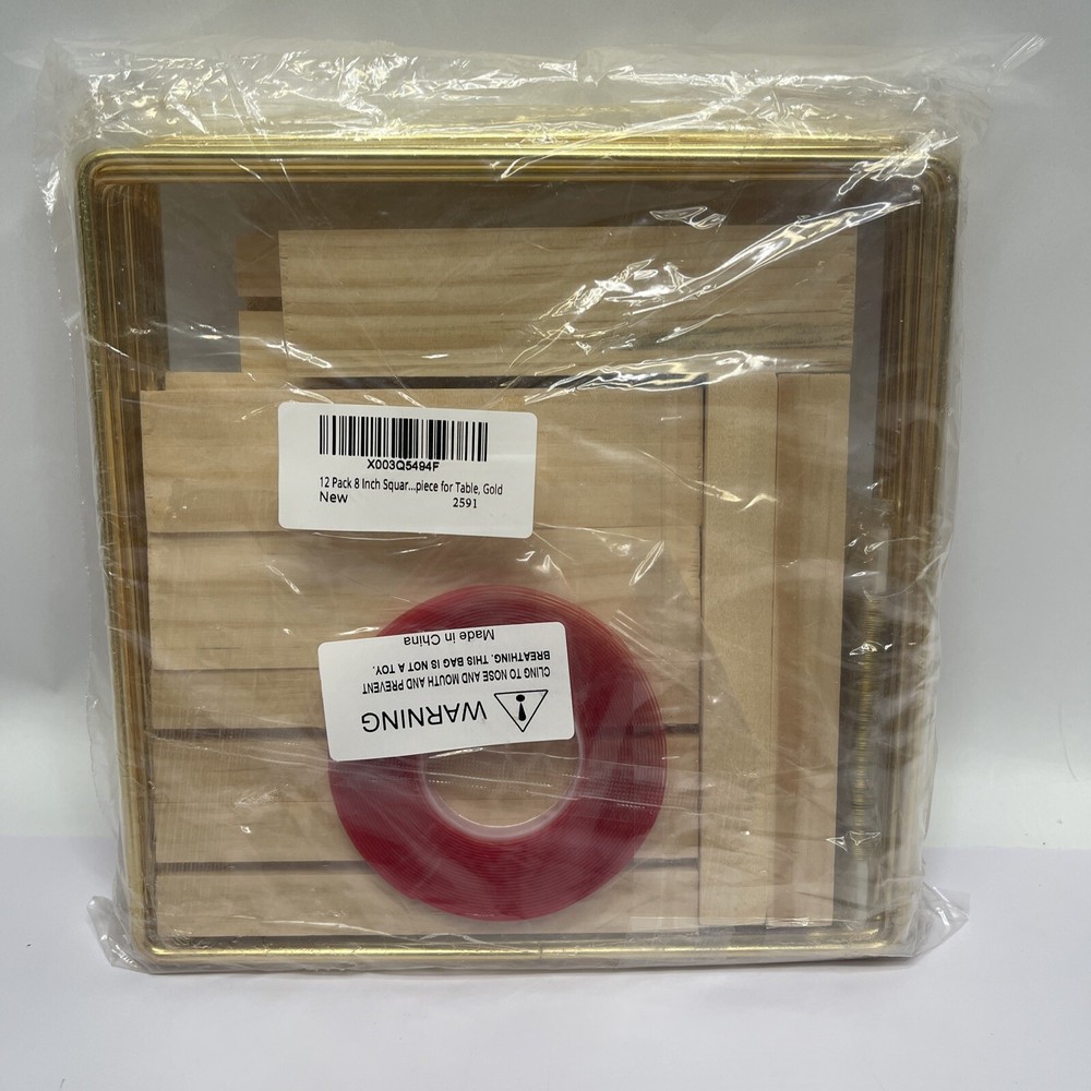 12 Pack Square Floral Hoops with Stand 8in Metal Rings DIY Table Decoration Gold