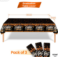 Graduation Decorations 2026 | Orange and Black Graduation Tablecloth -Pack of 3,