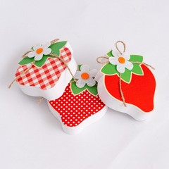 Strawberry Theme Shaped Wooden Block Table Tiered Tray Ornaments 3 Pcs Set