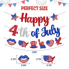 Independence Day Decoration Happy 4th of July Banner America’s Birthday Decor…