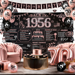 Rose Gold 70Th Birthday Decorations for Women – 37Pcs Happy 70Th Birthday Banner