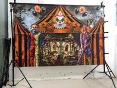 8x6ft Horror Circus Tent Carousel Backdrop 2024 Halloween Evil Clown Carnival…