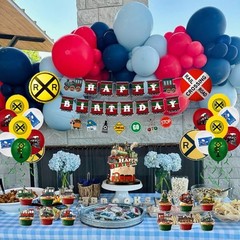 Train Birthday Party Supplies – 31PCS Railroad Crossing Decor, Foil Balloons, Ba