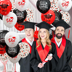 75 Pack Graduation Party Decorations Balloons Set – 12 Inch Black Red Confetti G