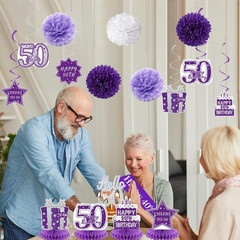 Purple 50th Birthday Decorations for Women – Back in 1976 Party Supplies Set