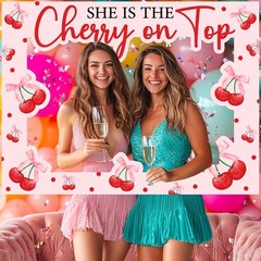 1 PCS Cherry Photo Booth Prop Frame 80x60cm Berry Theme Party