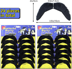 24 Pcs Self Adhesive Fake Black Mustache Novelty Black Plush Mustaches Hairy Fak
