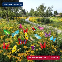 Augshy Butterfly Decorations, 75 Pcs Butterfly Stakes PVC Waterproof Decorative
