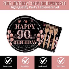 90th Birthday Snack/Dessert Disposable (Plates, Napkins, Forks)