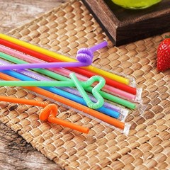 200 Pcs Individually Packaged Colorful Disposable Extra Long Flexible Plastic…
