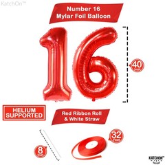 , Red 16 Number Balloons – Huge, 40 Inch | 16th Birthday Balloons Red for 16t…
