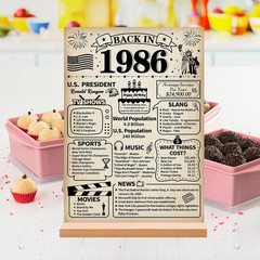 40Th Birthday Decorations Gift for Women Men, Retro Back in 1986 Poster Acrylic