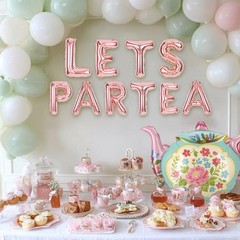 4 Pcs Tea Party Balloons, 35″ Huge Teapot Aluminum Foil Balloons for Birthday…