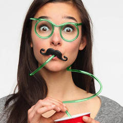 Funny Glasses Straw Adults Crazy Eyeglass Straw for Birthday Parties, Bridal Sho