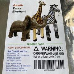 Jet Creations Bundle 3PK Inflatable Safari Animals Giraffe Zebra Elephant Party