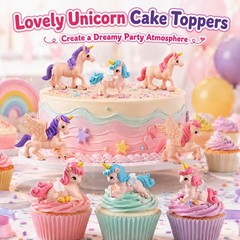 16 Pcs Unicorn Cake Toppers Miniature Unicorn Cupcake Toppers Tiny Flying Hor…