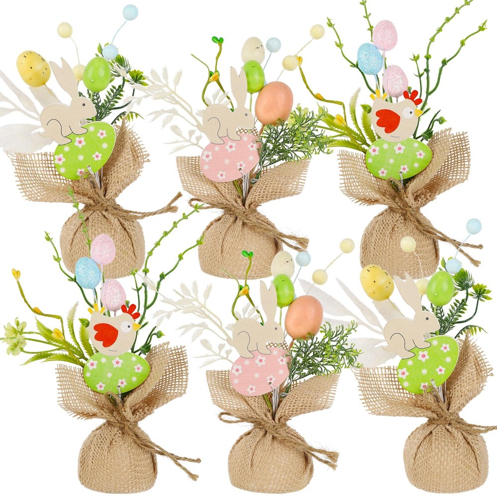 6 PCS Easter Decoration Home 8 Inch Egg Tree Table Centerpiece Mini Spring