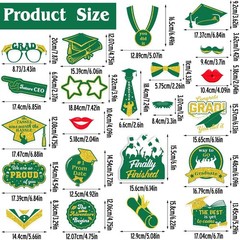 2025 Graduation Photo Booth Props, Green Gold