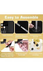 4 Set Black & Gold Balloon Centerpieces for Table, Balloon Stand Kit