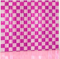 Birthday Party Streamers Decorations Pink White Checkered Foil Fringe Decor