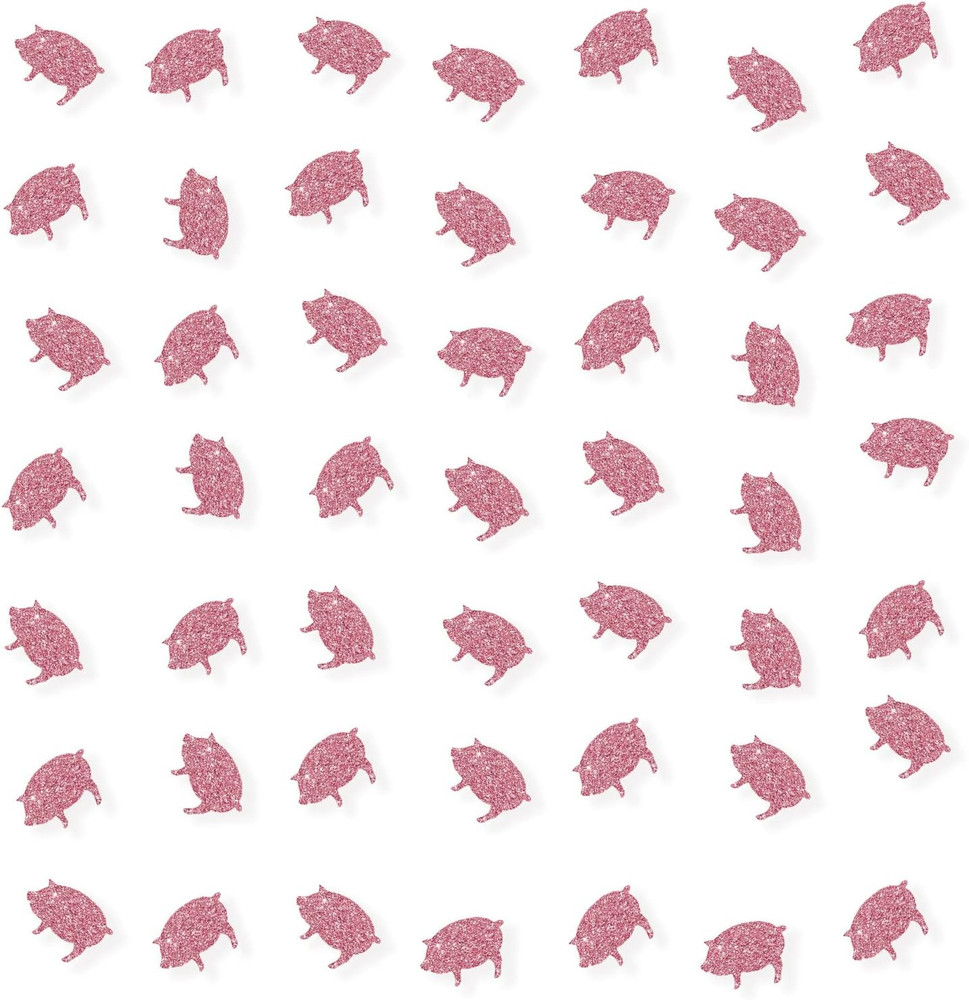 Set of 100 Pink Pig Confetti, Rose Gold Glitter Pig Paper Scatter, Farm Animal C
