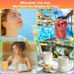 150PCS Disposable Plastic Drinking Straws – Flexible Straws Disposable Long C…