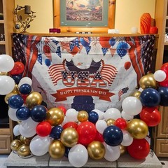 Red White Blue Balloons Arch Double Stuffed, Navy Blue Dark Ruby Red Balloons…