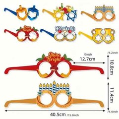 Happy Hanukkah Festive Paper Glasses 6pcs Set, Fun Photo Booth, Hanukkah Party
