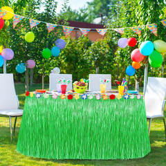 Hawaiian Party Table Decorations, 1PCS Green Luau Party Table Skirt Decorations,