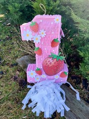 Strawberry Piñata Strawberry Number One Birthday Party Decoration for Kids