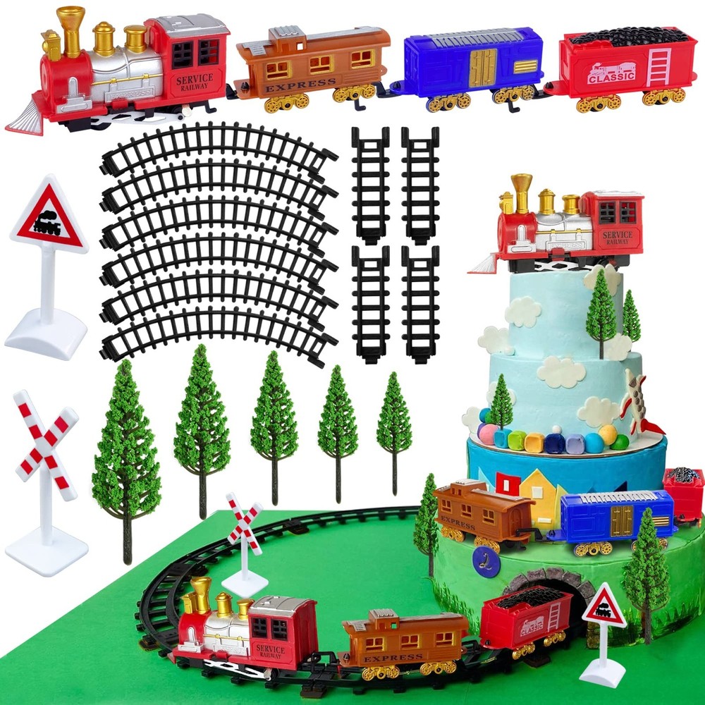 21PCS Train Cake Decorations & Toppers – Birthday Party Supplies, Mini Train Toy