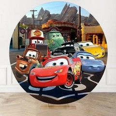 Cars Round Backdrop Boys Birthday Party Decor Cover Photo Background Supplies