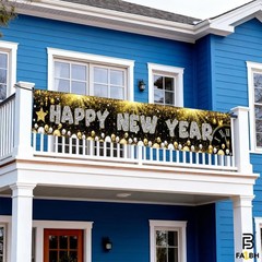 Happy New Year Banner Yard Sign Backdrop for Home New Years Eve Party Decoration