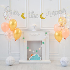 over the Moon Banner, Oh Baby Shower Party Bunting Decor, Love You to the Moon a