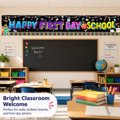 First Day of School Banner, Back to School Classroom Decorations | 118 X 19.6 in