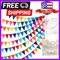 6 Strings 72PCS Rainbow Felt Bunting Colorful Pennant Banner Flags with Ribbo…