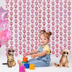 Cat Birthday Decorations, 2 Pack Pink Cat Paw Party Supplies 3.3×6.6 ft Foil …