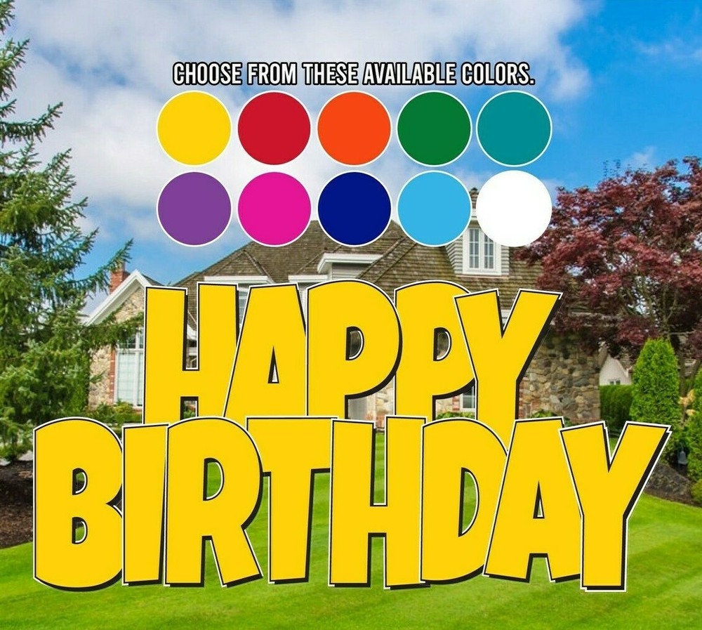 24″ Happy Birthday Quick Set Yard Sign Letters | 5pc Outdoor Lawn Decorations