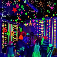 Neon Party Decorations Glow in The Dark Streamers Garland Fluro Fluorescent