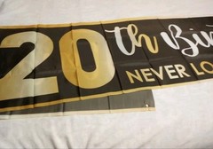 Large 9.8 x 1.6ft Happy 20th Birthday Large Banner, 20 Never Looked So Good