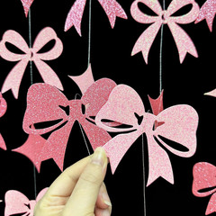 Glitter Pink 15Th Bow Birthday Decorations Hot Pink Conquette Bow Garland Stream