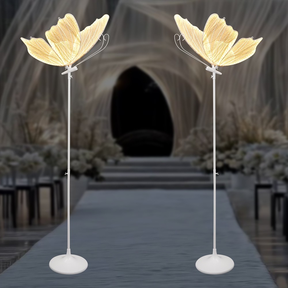 2 Pcs Wedding Butterfly LED Light Floor Hanging Light Butterfly Decoration Prop