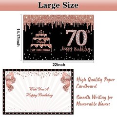 Large 14×22 Inch 70th Birthday Card Rose Gold Guest Book Greeting with Env