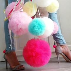 set of 3 hand made pretty tulle pom poms (choose your colour)
